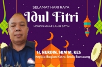 H. Nurdin, SKM. M.Kes, Kepala Bagian Kesra Setda Bantaeng: Selamat Hari Raya Idul Fitri 1445 H."Mohon Maaf Lahir dan Batin"